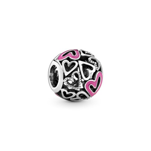 Charm de PANDORA en rosa con diseño de corazón calado a mano - 798677C01