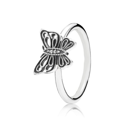 Openwork butterfly silver ring with cubic zirconia - PANDORA