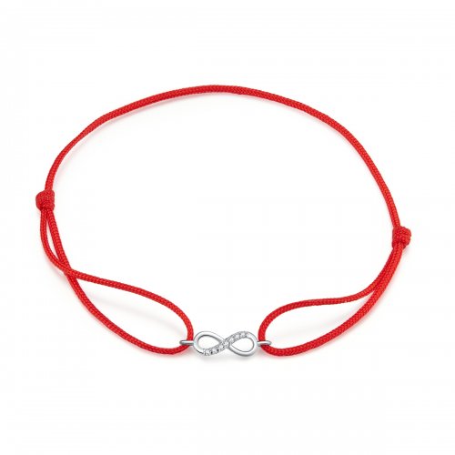 Pulsera de estilo Pandora con cordón rojo y broche de plata en forma de infinito - SCB176