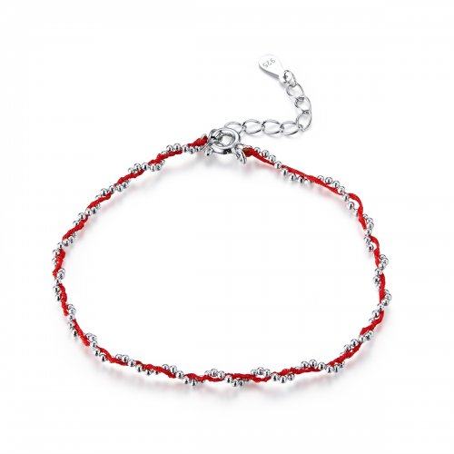 Pulsera de estilo Pandora en plata y cuerda roja - SCB173-Rd