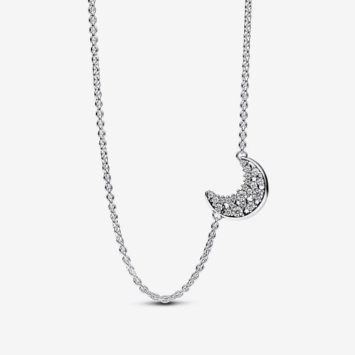 Collar de plata esterlina Pandora Moon con circonia cúbica transparente -