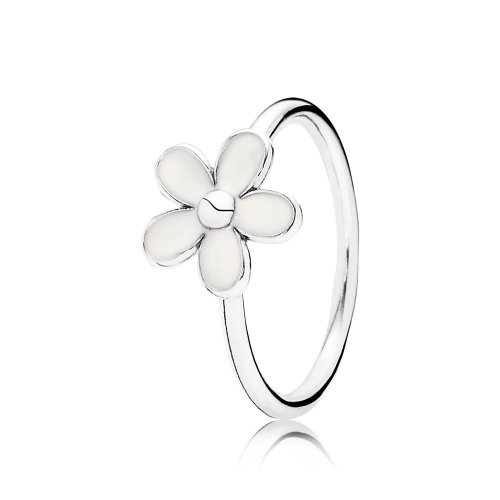 Daisy silver ring with white enamel - PANDORA