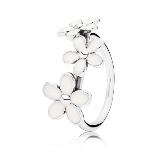Daisies silver ring with white enamel 190900EN12 Anillos PANDORA