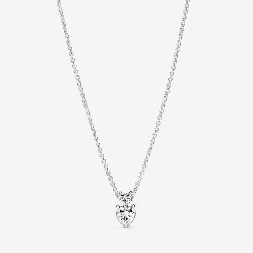 Collar con colgante de corazón doble de Pandora con brillantes - 391229C01