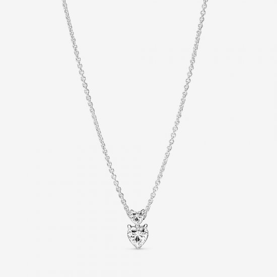 Collar con colgante de corazón doble de Pandora con brillantes - 391229C01 - Haga click en la imagen para cerrar