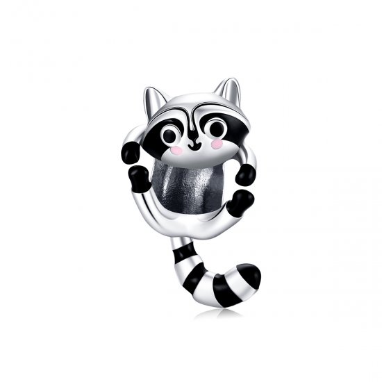 Charm de plata estilo Pandora con un lindo mapache - BSC403 - Haga click en la imagen para cerrar