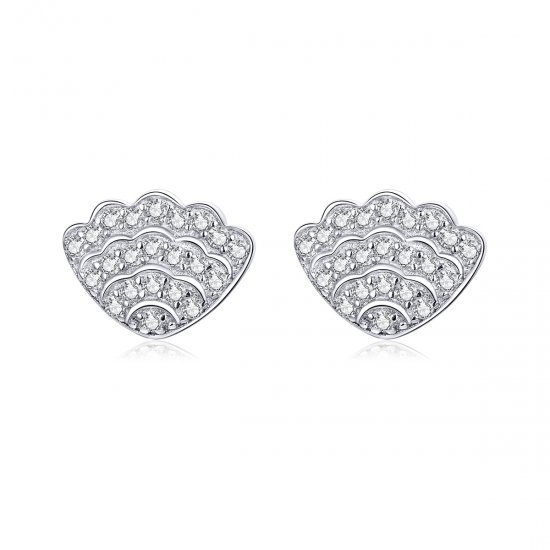 Aretes de botón con estilo Pandora romántico inspirado en conchas - BSE342 - Haga click en la imagen para cerrar