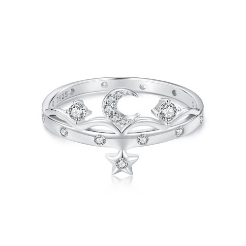 Anillo de estrella y luna estilo PANDORA - SCR1046