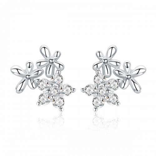 Pendientes de Gypsophila de Plata Estilo Pandora - BSE030