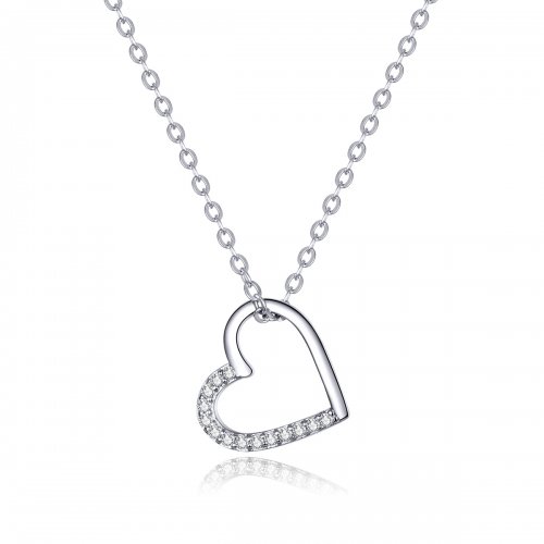 Collar de Corazón Brillante en Estilo Pandora de Plata - SCN347