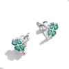 Estos aretes de botón estilo Pandora con trébol de cuatro hojas - SCE1346