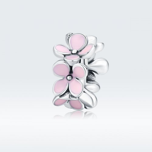 Pandora Estilo Plata Encanto Espaciador de Flor Rosa - SCC1484