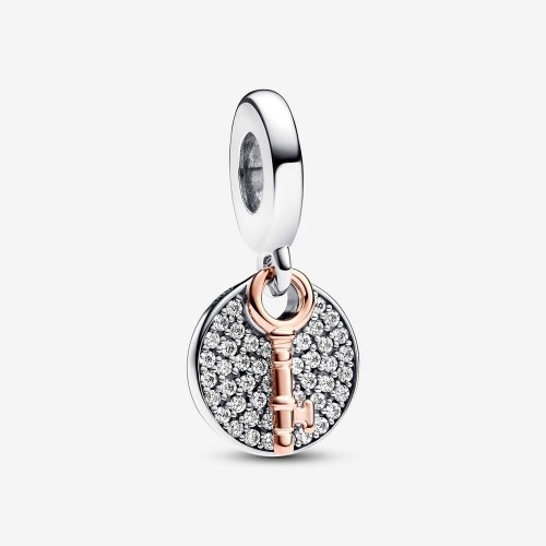 Charm Colgante Pandora Doble Llave a la Felicidad en Dos Tonos - 783236C01