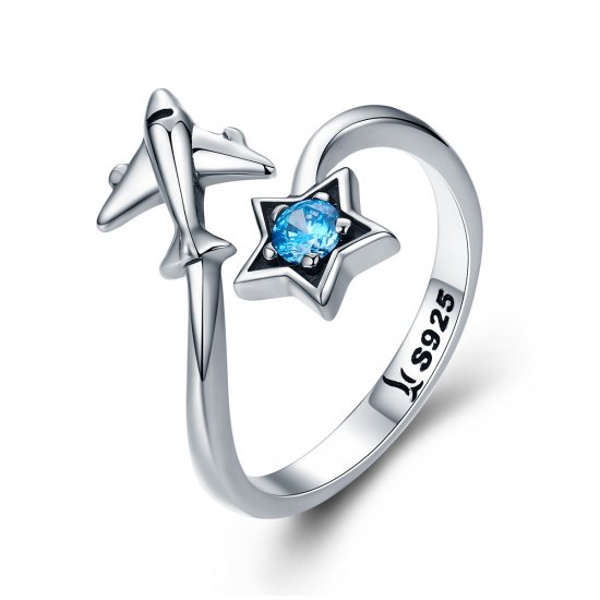 Anillo de estilo Pandora con estrella de plata Star Tours - SCR322 - Haga click en la imagen para cerrar