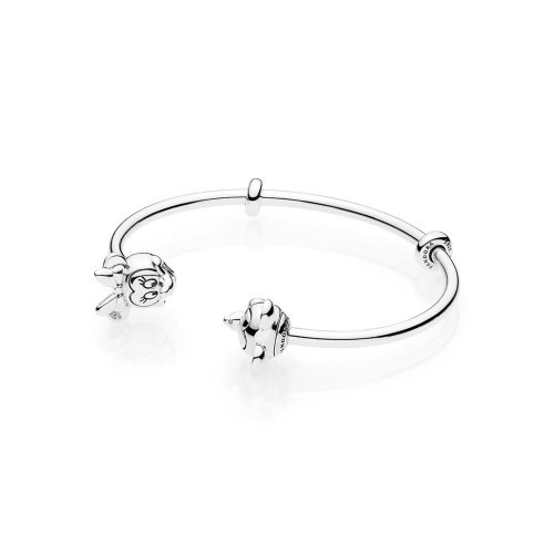 Pulsera PANDORA Moments en plata de ley Abierta Mickey y Minnie - 597494