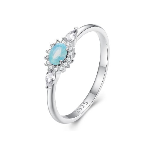 Anillo de estilo Pandora con aquamarina - BSR436