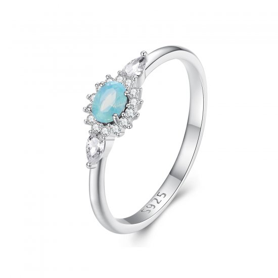 Anillo de estilo Pandora con aquamarina - BSR436 - Haga click en la imagen para cerrar