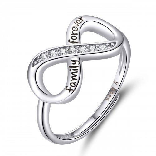 Anillo Abierto de Plata Estilo Pandora con Diseño de Amor Infinito - SCR57