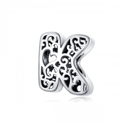 Charm de Plata Estilo Pandora con Letra K Mágica - SCC1229-K
