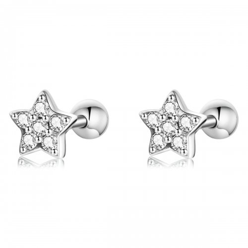 Estos son los pendientes de botón estilo Pandora con forma de estrella brillante - SCE1297