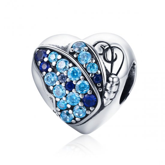 Charm estilo Pandora de plata con diseño de amor de mariposa - SCC653 - Haga click en la imagen para cerrar