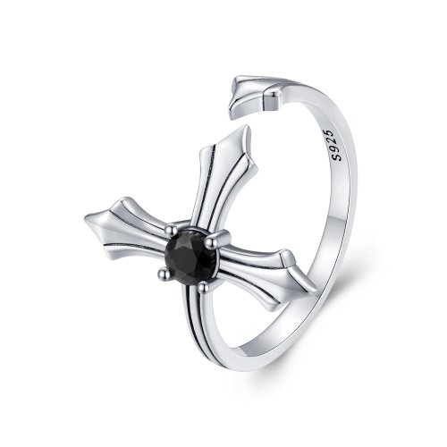 Anillo abierto estilo Pandora con cruz - SCR939