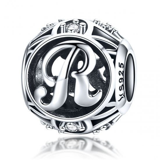Pulsera estilo Pandora con colgante de letra R - SCC738-R - Haga click en la imagen para cerrar