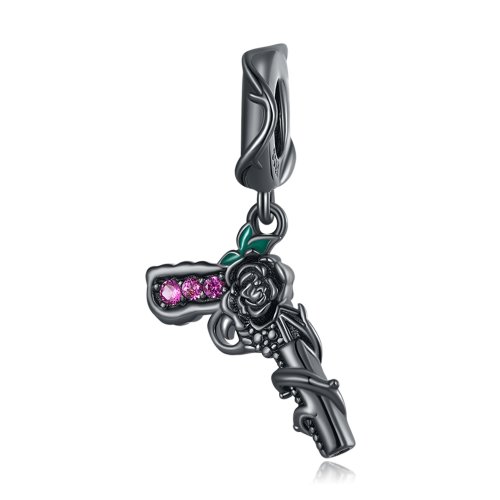 Pendiente colgante estilo Pandora con pistola rosa - SCC2241