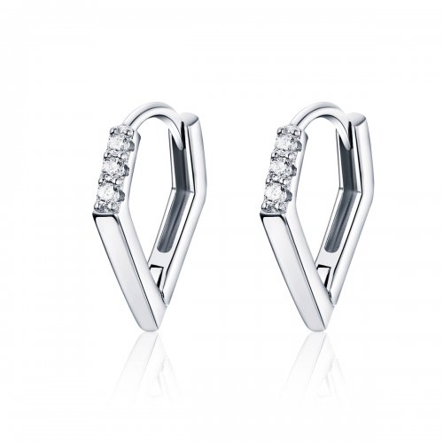 Aretes de aro de geometría plateada al estilo Pandora - BSE162