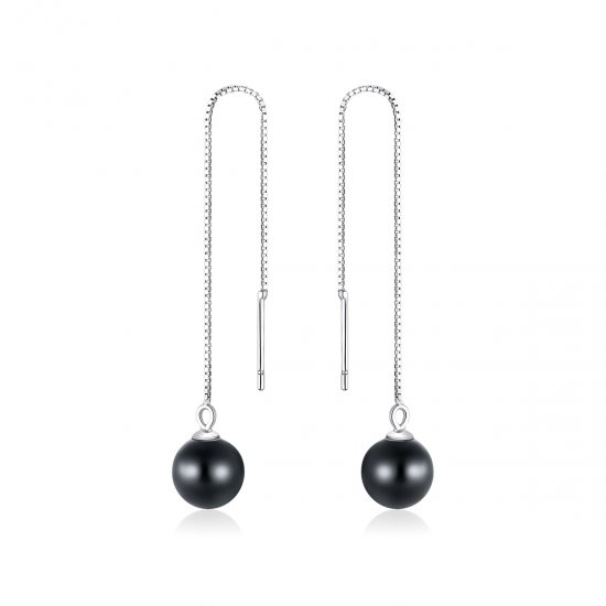 Pendientes colgantes de ágata plateada con estilo Pandora - SCE878 - Haga click en la imagen para cerrar