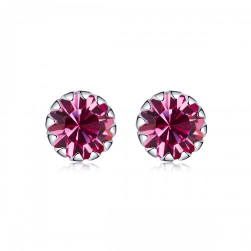 Pendientes de botón de estilo Pandora de plata con piedra de nacimiento de octubre - SCE862-10