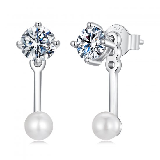 Pendientes sencillos estilo PANDORA con parte delantera y trasera (dos certificados) - MSE068 - Haga click en la imagen para cerrar