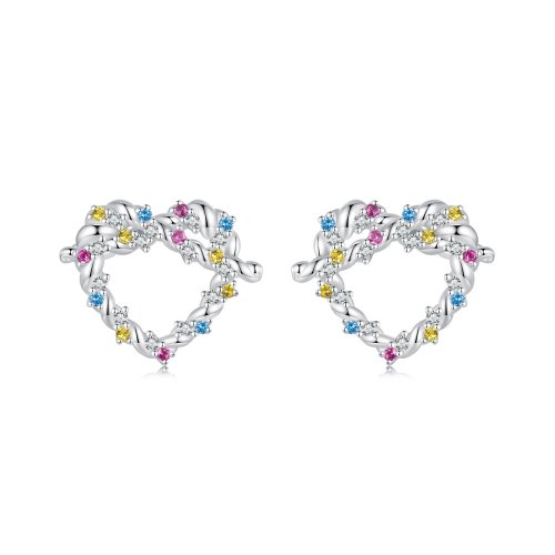 Pendientes con forma de corazón y giro estilo PANDORA - SCE1776