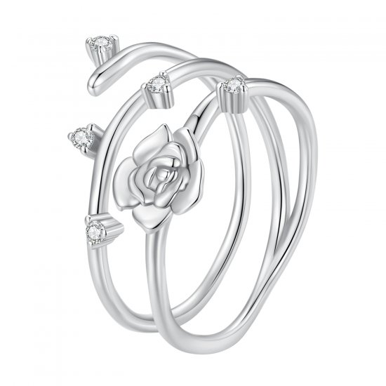 Anillo de vid rosa versátil personalizado al estilo de Pandora - BSR404 - Haga click en la imagen para cerrar