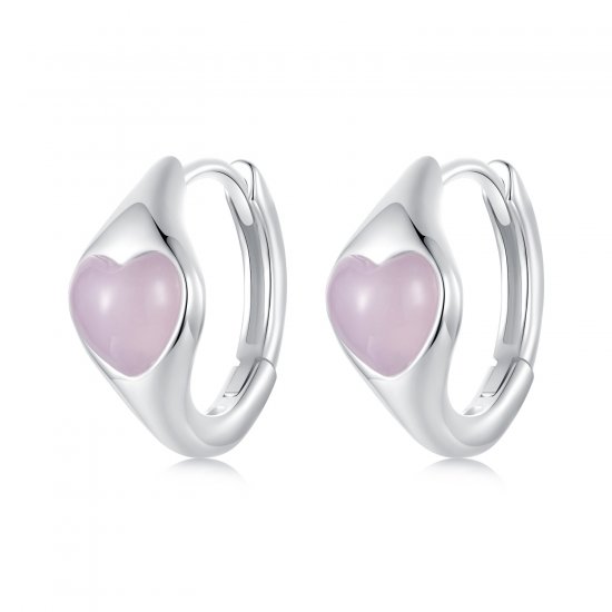 Pendientes de corazón rosa estilo PANDORA - BSE1000 - Haga click en la imagen para cerrar
