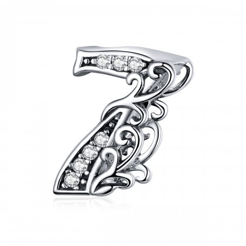 Charm de plata estilo Pandora con el número 7 - SCC1418-7
