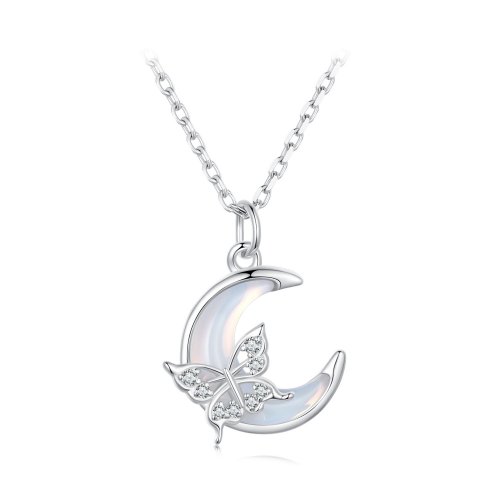 Collar estilo Pandora con luna y mariposa - BSN353