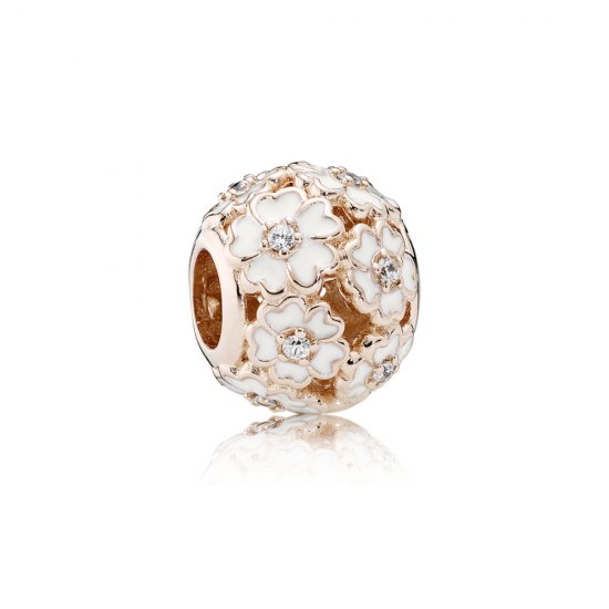 Charm Prado blanco de la prímula Rose PANDORA - Haga click en la imagen para cerrar
