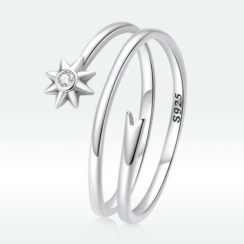 Anillo abierto estilo Pandora con diseño de meteoro de los deseos - SCR810