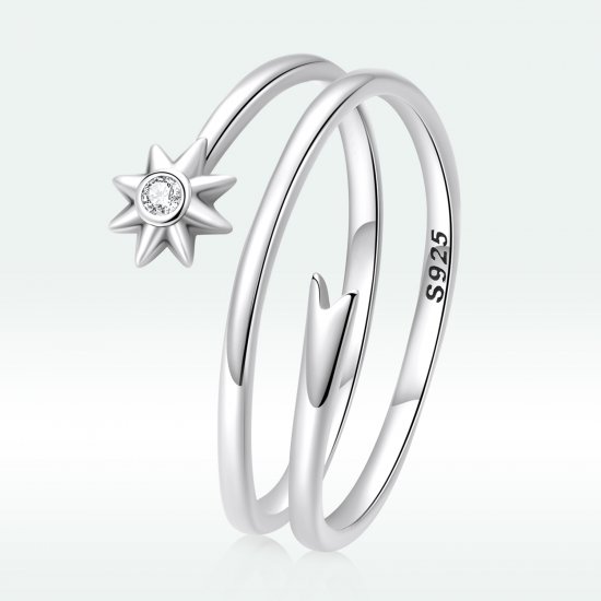 Anillo abierto estilo Pandora con diseño de meteoro de los deseos - SCR810 - Haga click en la imagen para cerrar