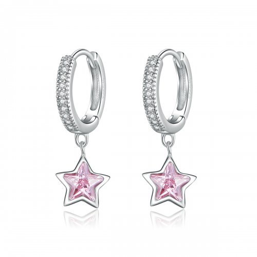 Pendientes colgantes de estilo Pandora con estrellas de plata - BSE414