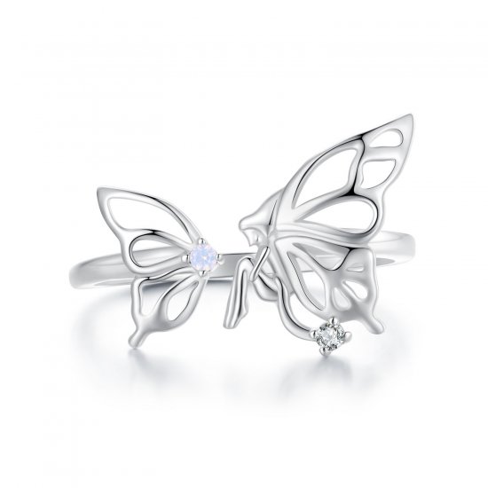 Anillo estilo Pandora con mariposa y elfo - BSR484-E - Haga click en la imagen para cerrar