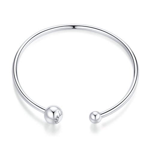 Pulsera abierta de plata estilo Pandora con diseño sencillo y elástico - SCB198