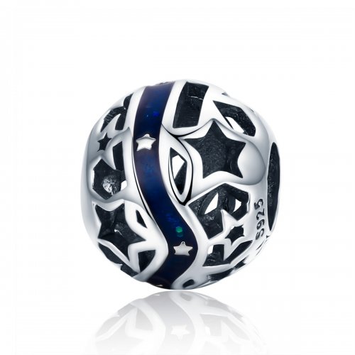 Pulsera de plata al estilo Pandora con encanto de río en forma de estrella brillante - SCC640