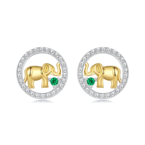 Pendientes de elefante dorado estilo PANDORA - SCE1794