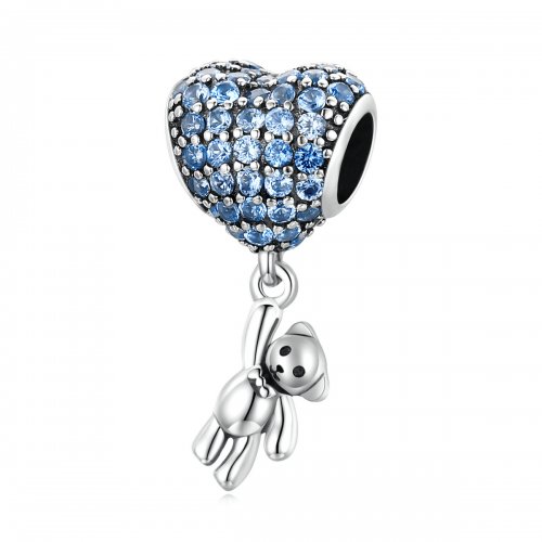 Charm de oso con globo de amor al estilo Pandora - SCC2023