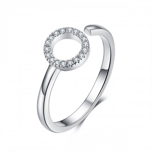 Anillo abierto de estilo Pandora en plata con halo plateado - SCR545