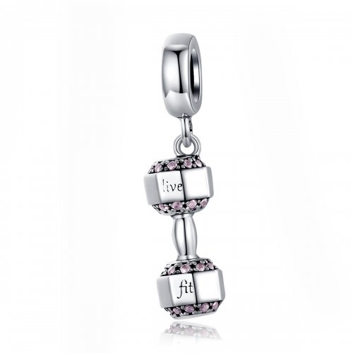 Pendiente colgante de mancuerna de plata estilo Pandora - SCC1340