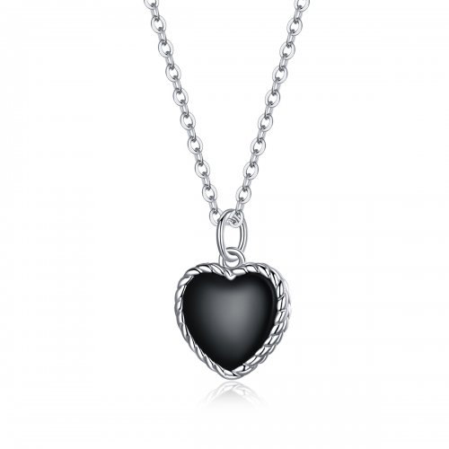 Collar con colgante de ágata en estilo Pandora de plata - SCN443