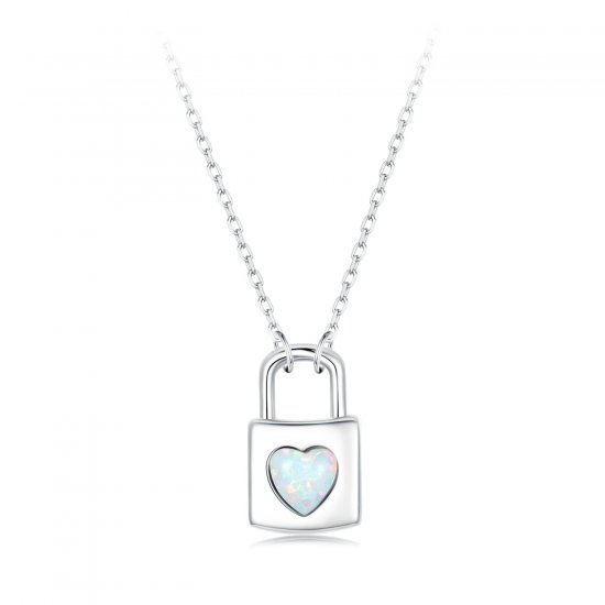 Collar con candado de corazón estilo PANDORA - BSN377 - Haga click en la imagen para cerrar